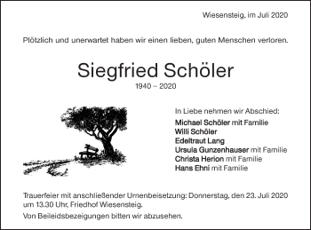 Traueranzeige von Siegfried Schöler von Geislinger Zeitung