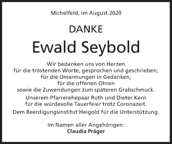 Traueranzeige von Ewald Seybold von Haller Tagblatt