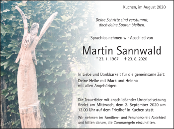 Traueranzeige von Martin Sannwald von Geislinger Zeitung