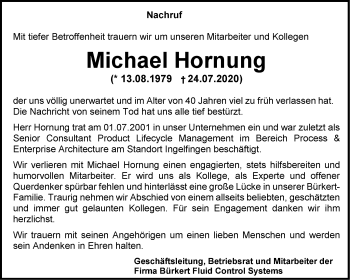 Traueranzeige von Michael Hornung von Hohenloher Tagblatt