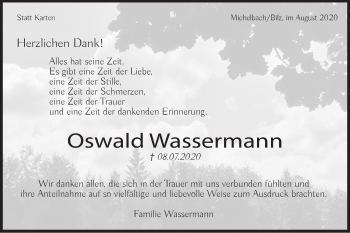 Traueranzeige von Oswald Wassermann von Haller Tagblatt