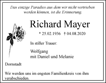 Traueranzeige von Richard Mayer von NWZ Neue Württembergische Zeitung