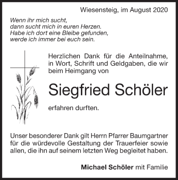 Traueranzeige von Siegfried Schöler von Geislinger Zeitung