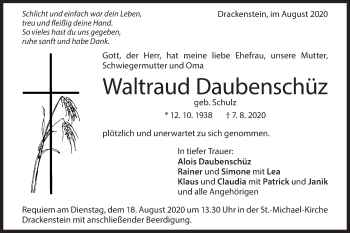 Traueranzeige von Waltraud Daubenschüz von Geislinger Zeitung