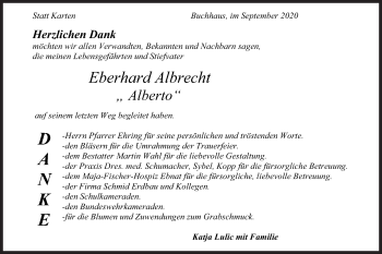 Traueranzeige von Eberhard Albrecht von Rundschau Gaildorf