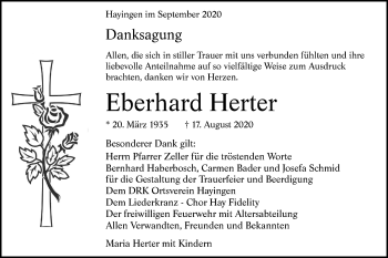 Traueranzeige von Eberhard Herter von Alb-Bote/Metzinger-Uracher Volksblatt