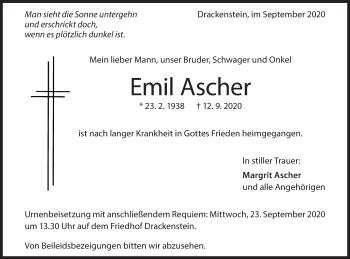 Traueranzeige von Emil Ascher von Geislinger Zeitung