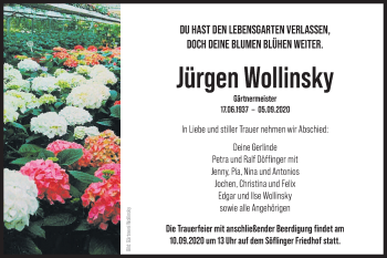 Traueranzeige von Jürgen Wollinsky von SÜDWEST PRESSE Ausgabe Ulm/Neu-Ulm