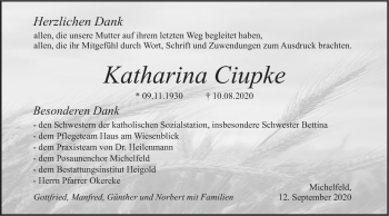 Traueranzeige von Katharina Cuipke von Haller Tagblatt