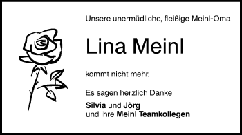 Traueranzeige von Lina Meinl von SÜDWEST PRESSE Ausgabe Ulm/Neu-Ulm