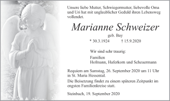 Traueranzeige von Marianne Schweizer von Haller Tagblatt