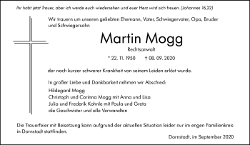 Traueranzeige von Martin Mogg von SÜDWEST PRESSE Ausgabe Ulm/Neu-Ulm