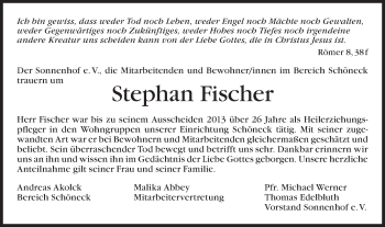 Traueranzeige von Stephan Fischer von Haller Tagblatt