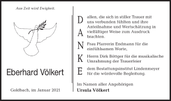 Traueranzeige von Eberhard Völkert von Hohenloher Tagblatt