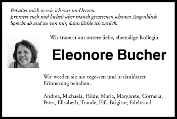 Traueranzeige von Eleonore Bucher von Haller Tagblatt