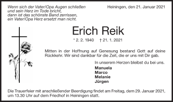 Traueranzeige von Erich Reik von NWZ Neue Württembergische Zeitung