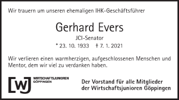 Traueranzeige von Gerhard Evers von NWZ Neue Württembergische Zeitung