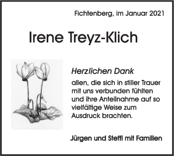 Traueranzeige von Irene Treyz-Klich von Rundschau Gaildorf