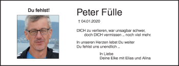 Traueranzeige von Peter Fülle von SÜDWEST PRESSE Ausgabe Ulm/Neu-Ulm