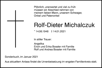 Traueranzeige von Rolf-Dieter Michalczuk von SÜDWEST PRESSE Ausgabe Ulm/Neu-Ulm