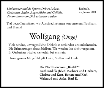 Traueranzeige von Wolfgang  von Hohenloher Tagblatt