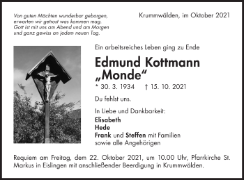 Traueranzeige von Edmund Kottmann von NWZ Neue Württembergische Zeitung