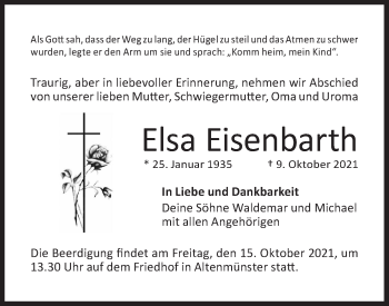 Traueranzeige von Elsa Eisenbarth von Hohenloher Tagblatt