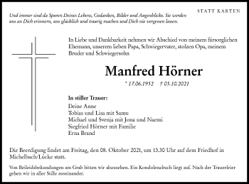 Traueranzeige von Manfred Hörner von Hohenloher Tagblatt