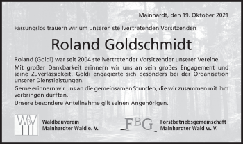 Traueranzeige von Roland Goldschmidt von Haller Tagblatt