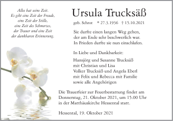 Traueranzeige von Ursula Trucksäß von Haller Tagblatt