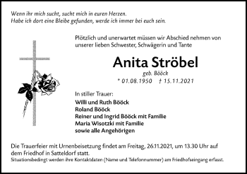 Traueranzeige von Anita Ströbel von Hohenloher Tagblatt