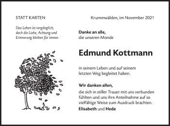 Traueranzeige von Edmund Kottmann von NWZ Neue Württembergische Zeitung