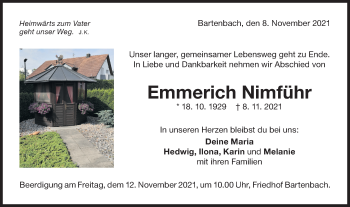 Traueranzeige von Emmerich Nimführ von NWZ Neue Württembergische Zeitung