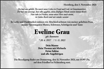 Traueranzeige von Eveline Grau von Rundschau Gaildorf