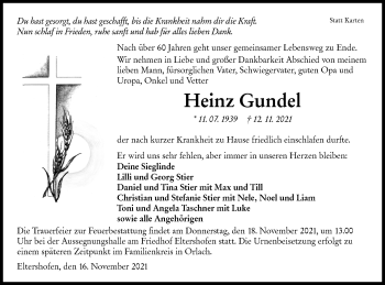 Traueranzeige von Heinz Gundel von Haller Tagblatt