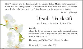 Traueranzeige von Ursula Trucksäß von Haller Tagblatt