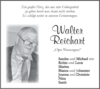 Traueranzeige von Walter Reichart von Geislinger Zeitung