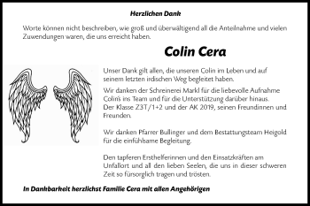 Traueranzeige von Colin Cera von Haller Tagblatt