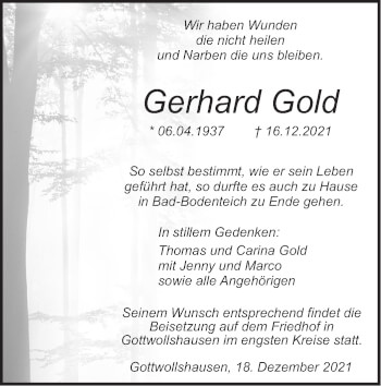 Traueranzeige von Gerhard Gold von Haller Tagblatt