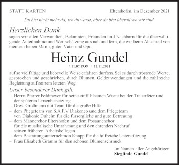 Traueranzeige von Heinz Gundel von Haller Tagblatt