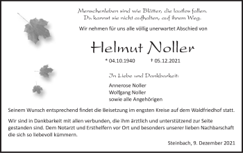 Traueranzeige von Helmut Noller von Haller Tagblatt