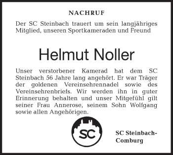 Traueranzeige von Helmut Noller von Haller Tagblatt