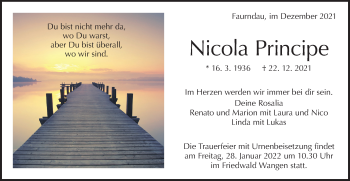 Traueranzeige von Nicola Principe von NWZ Neue Württembergische Zeitung