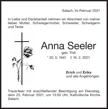 Traueranzeige von Anna Seeler von NWZ Neue Württembergische Zeitung