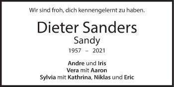 Traueranzeige von Dieter Sanders von Geislinger Zeitung