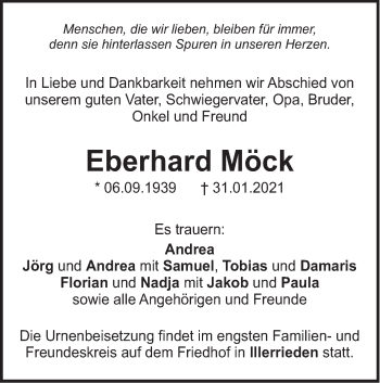 Traueranzeige von Eberhard Möck von SÜDWEST PRESSE Ausgabe Ulm/Neu-Ulm