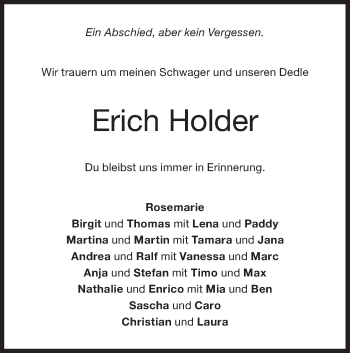 Traueranzeige von Erich Holder von Alb-Bote/Metzinger-Uracher Volksblatt