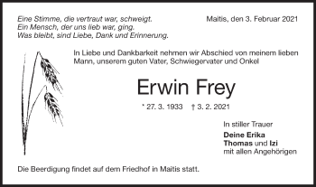 Traueranzeige von Erwin Frey von NWZ Neue Württembergische Zeitung