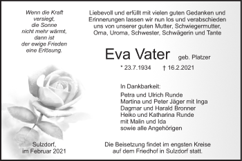 Traueranzeige von Eva Vater von Haller Tagblatt