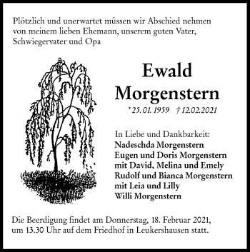 Traueranzeige von Ewald Morgenstern von Hohenloher Tagblatt